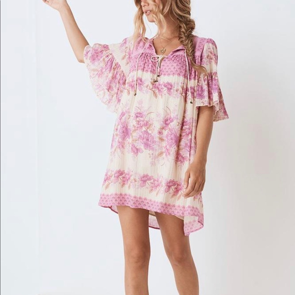 Spell Coco Lei Flutter Sleeve Tunic PINK Dress XL